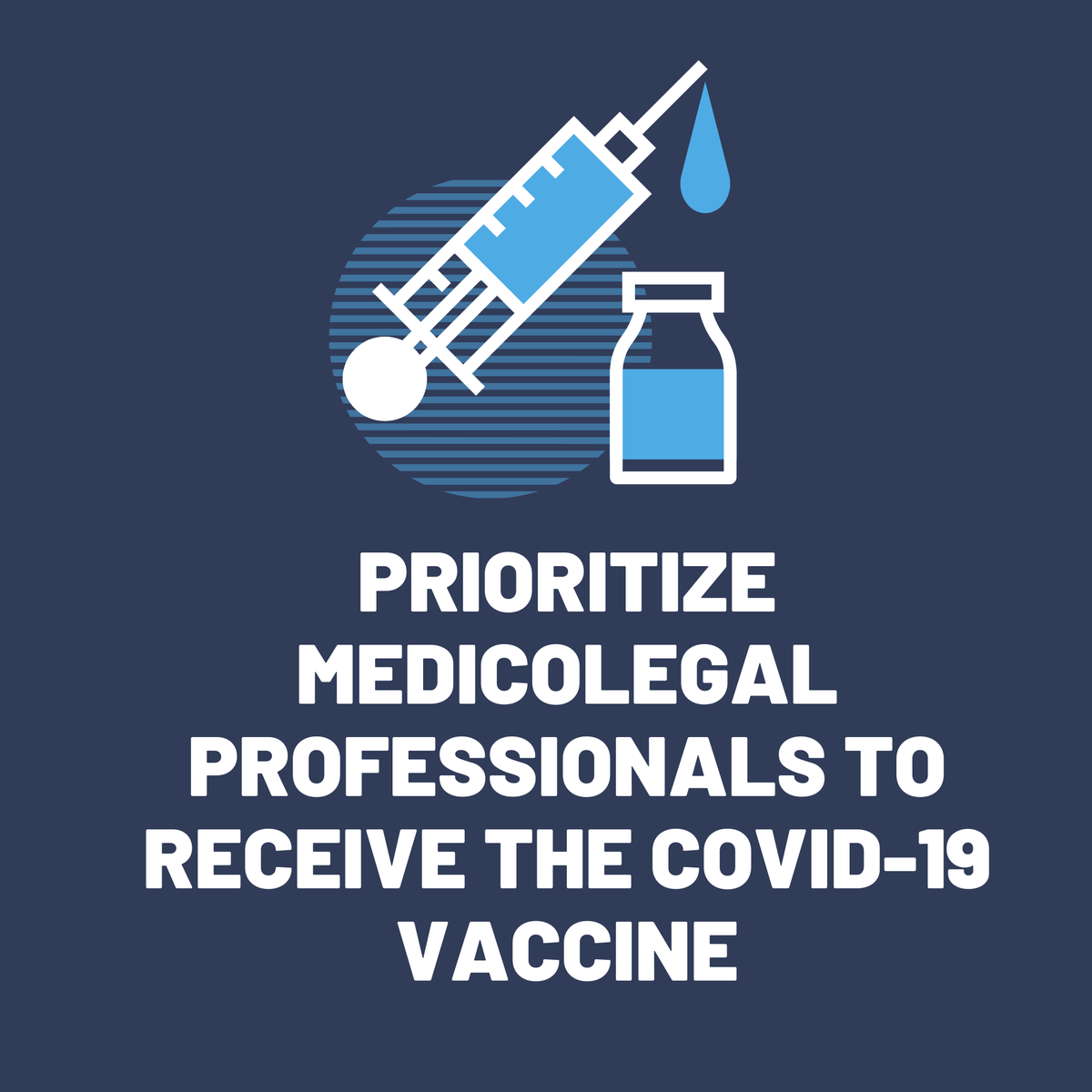 theIACME's tweet photo. The IACME and NAME issued a joint statement today outlining the need to prioritize medicolegal death investigation professionals to receive the COVID-19 vaccine.  See the statement here: https://t.co/GOuZMWN97d https://t.co/eWzFIFC8AU
