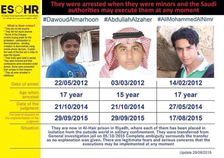 My thoughts on this  #ChristmasEve are with  #DawoudAlmarhoon  #AbdullahAlzaher  #AliMohammedAlNimr. All three were arrested when they were mere boys. They were sentenced to death. The sentences were commuted but they are still in prison  #FreeThe3  #SaveThe3
