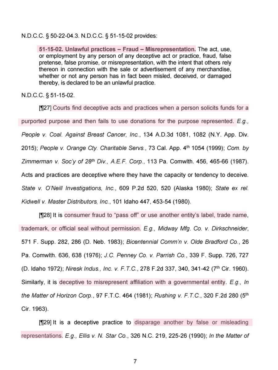 Maras-Lindeman misrepresented; affiliation withBank of NDCity of Minot in her solicitations-used the Bank’s logo in her website solicitations,  http://magiccitychristmas.com -used the Coin of the City of Minot on her website & FB pageignored the City’s attempts to contact her