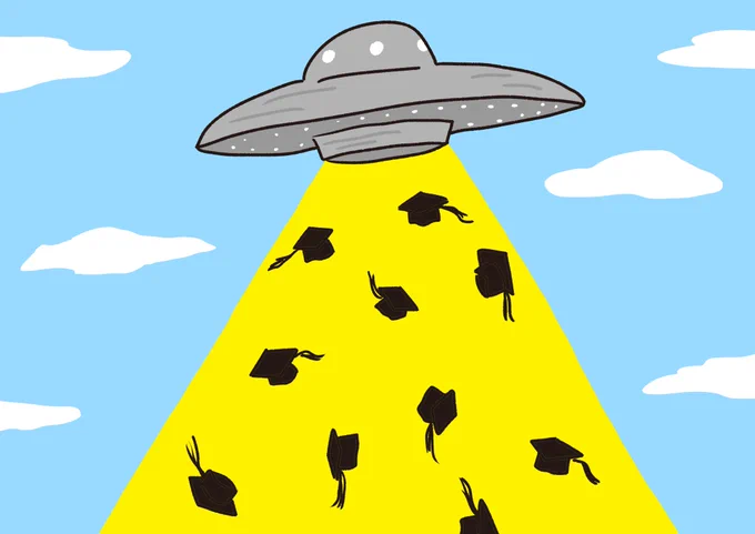 アメリカの卒業式上空のUFO
#おほまんが 