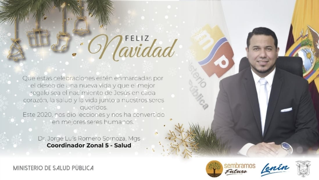 DPS_LosRios's tweet photo. #Zona5 | ➡️ ¡Felicitaciones del Dr. Jorge Romero, Coordinador Zonal 5 - Salud, por Navidad!🎄◀️ 👇🏻 https://t.co/XL6bc18uoB