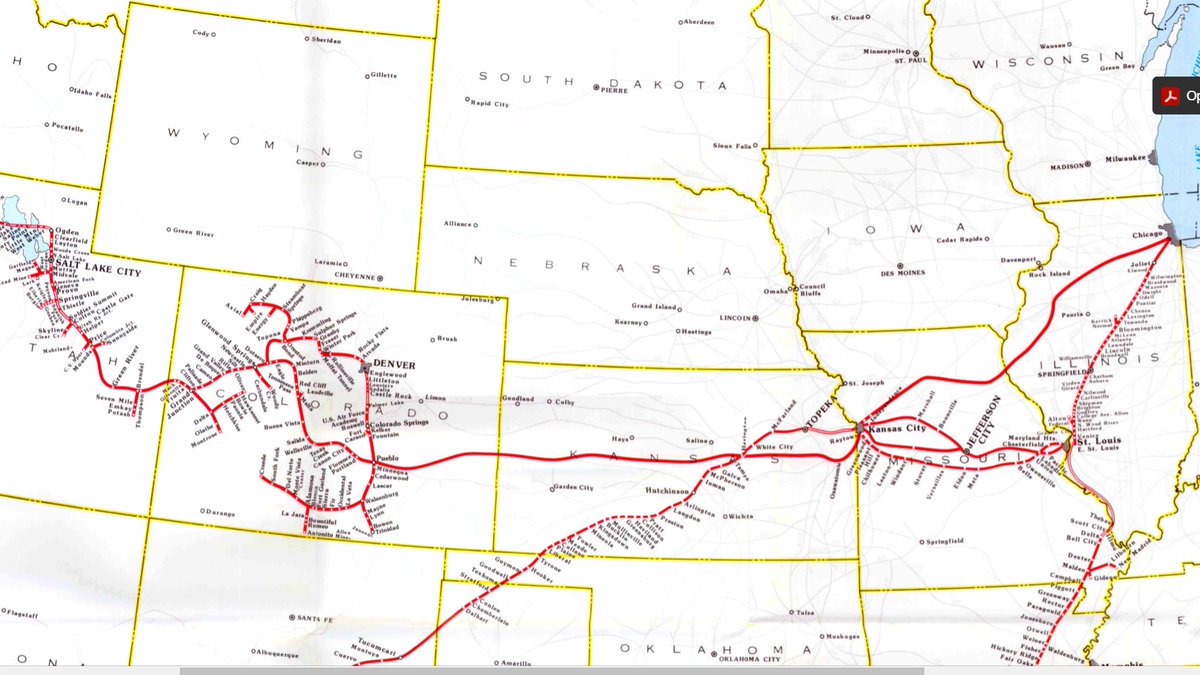 Historically, the SP (and the DRGW, which had been absorbed by the SP in 1988, before it) had a difficult time competing with UP for movements such as this one. The UP's crossing of the Rockies (pic 2) was less tortured than the SP/DRGW (pic 1), with gentle grades + few curves.