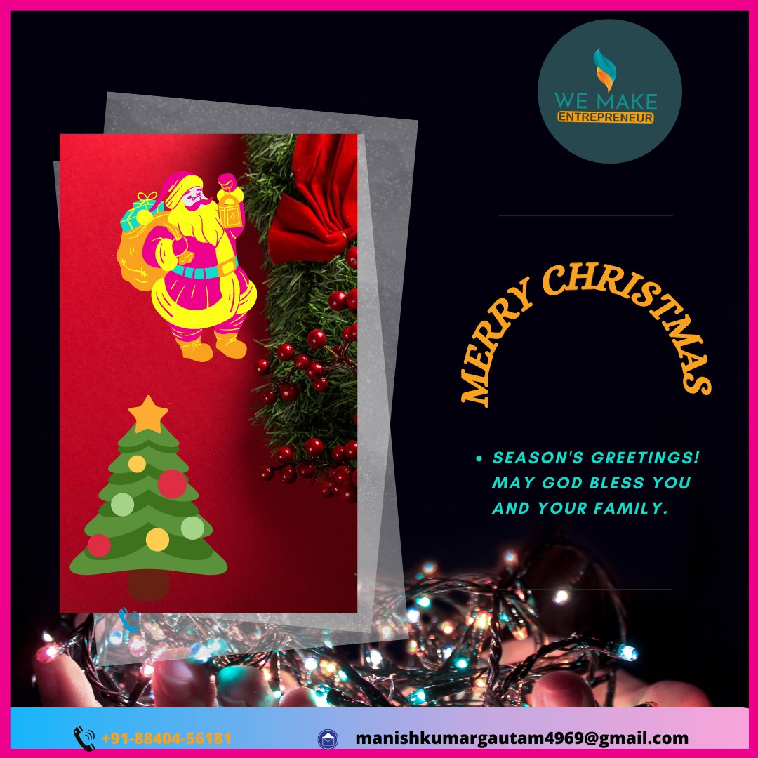 manishgautam__'s tweet image. Season's Greetings! May God bless you and your family.
#MerryChristmas2020 
#WemakeEntrepreneur 
#GoSelfMade