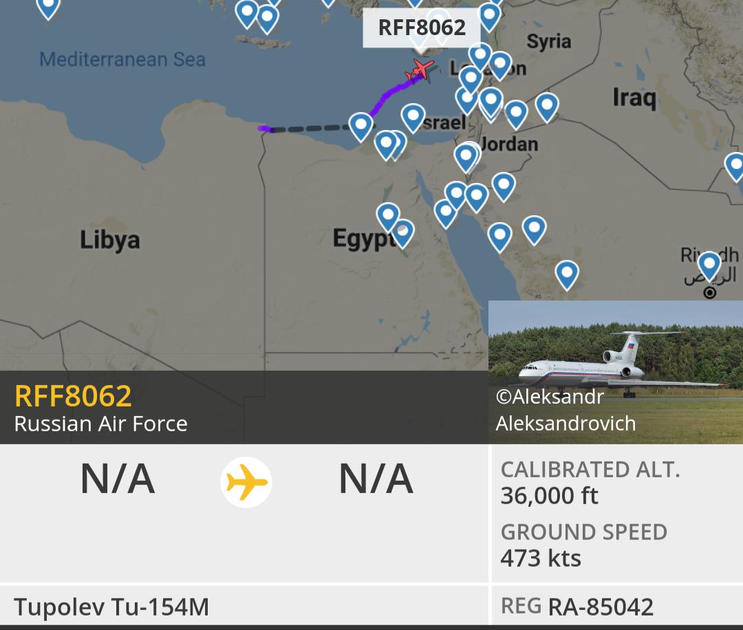 Algotrade24's tweet photo. Russian Air Force ✈️
(#T154)Tupolev Tu-154M
#RFF8062 RA-85042 
#Libya ➡️ ... https://t.co/ETnIHgQi0s