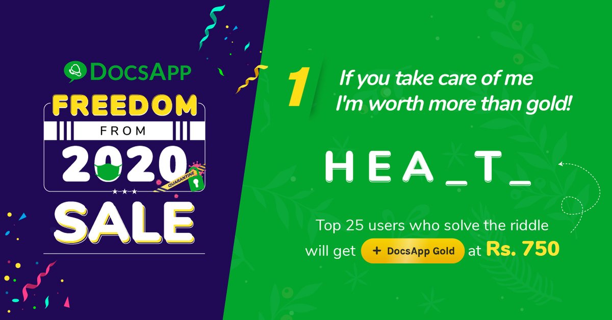 DocsApp_in's tweet image. #ContestAlert #Guess&Apply
Your Health Santa comes home this Christmas with DocsApp Gold.
Unlock your special discount on DocsApp Gold by guessing the coupon code below.
#MediBuddy #AapkaHealthBuddy #ChristmasGiveaway #ContestAlert