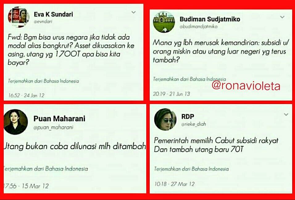 ronavioleta's tweet photo. Bangunin para singa di era SBY aaahhh.... 
@Fadjroel 
@budimandjatmiko 
@evndari 
@riekediahp 
Puan ketua @DPR_RI 
Sapa tahu mereka mengaum lagi dg utang di era @jokowi ini https://t.co/01Gxgs8Oww