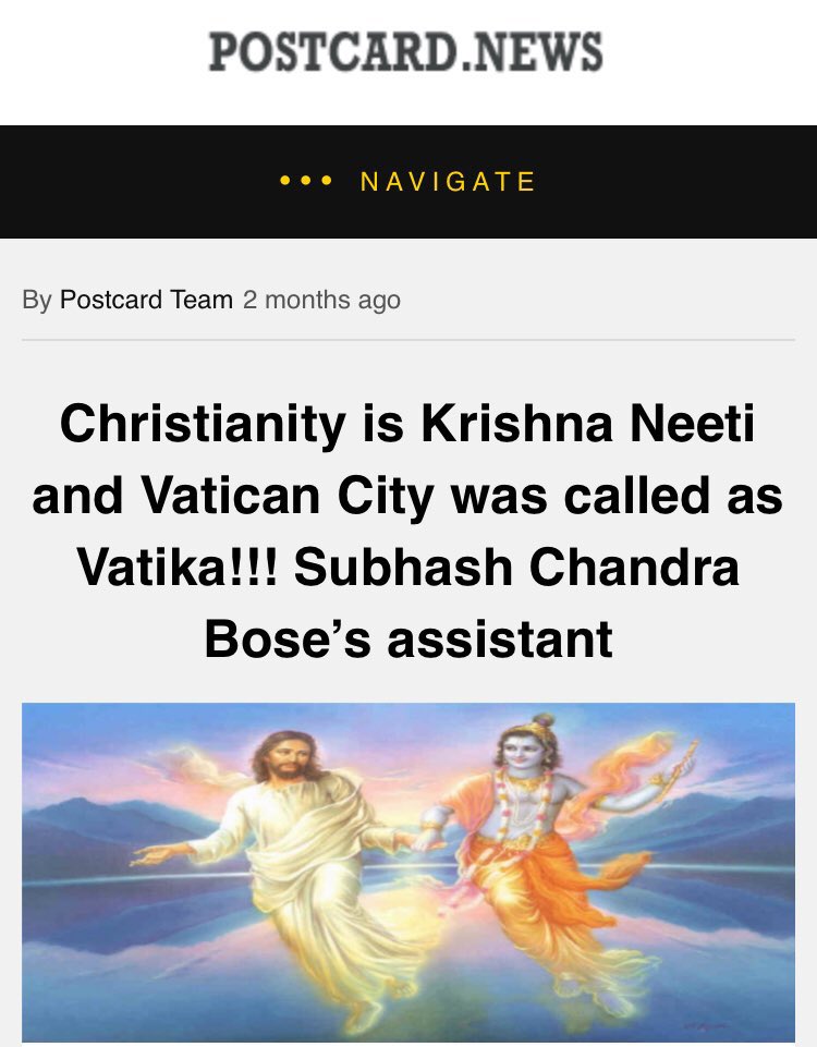 Only thing missing this year is Postcard News article on Christianity = KrishnaNeeti. So here is an old screenshot to entertain you. 12/n