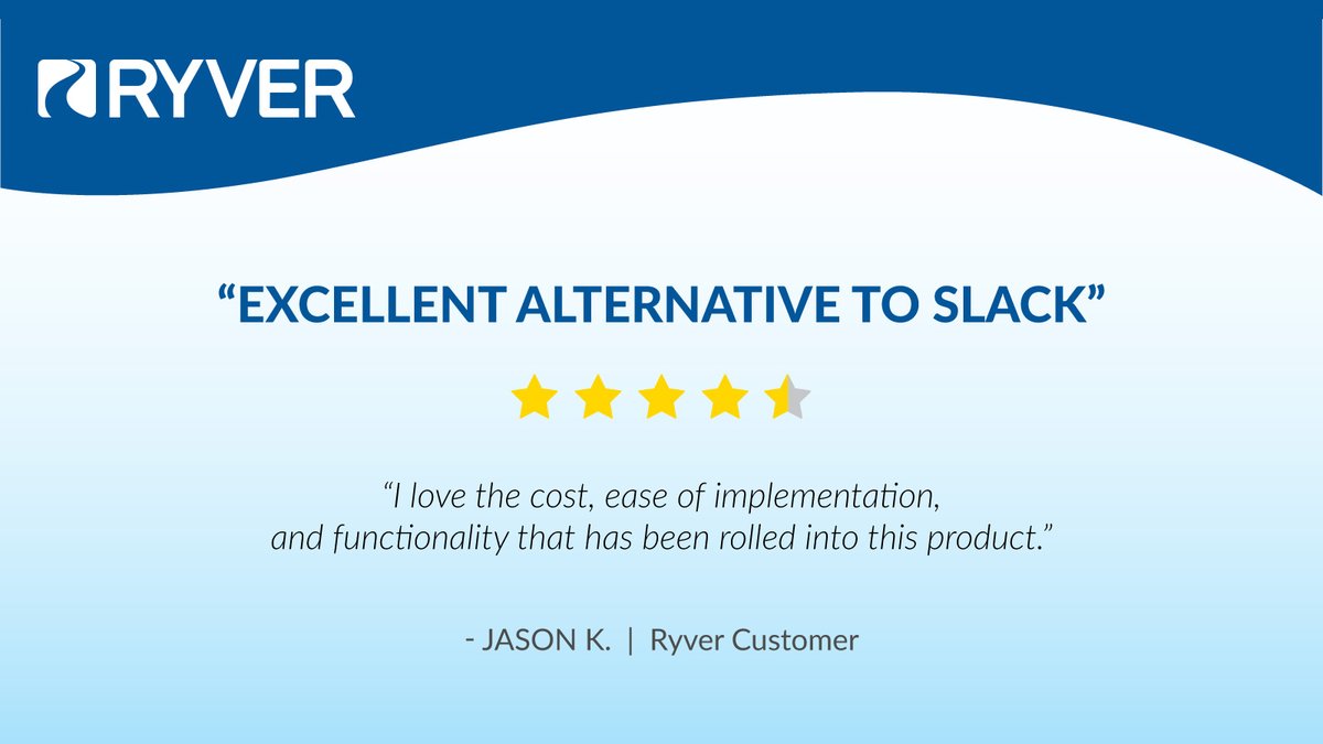 Our customers love using Ryver, and we think you will too. Try Ryver for free today at ryver.com. #Reviews #TeamCollaboration (Review Source: g2.com/products/ryver…)