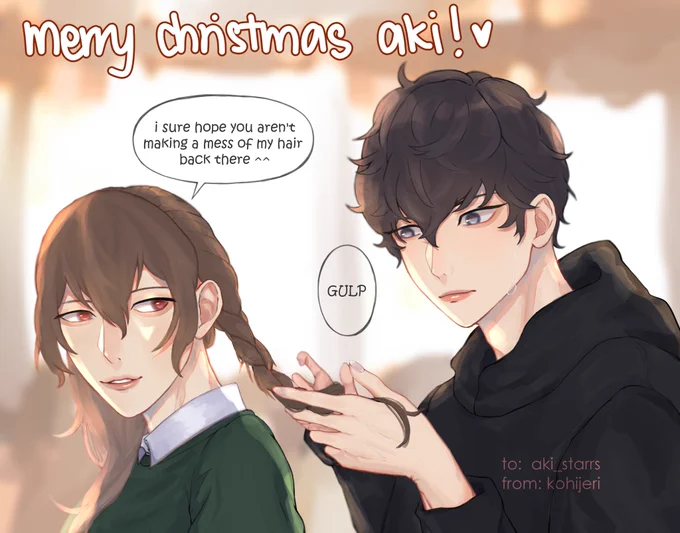 hi @aki_starrs !! im your secret santa for #ShuakeshuArtistSecretSanta ❤ your prompt was really fun to work on i hope i did it justice😖 happy holidays to you!!

#shuake #p5 