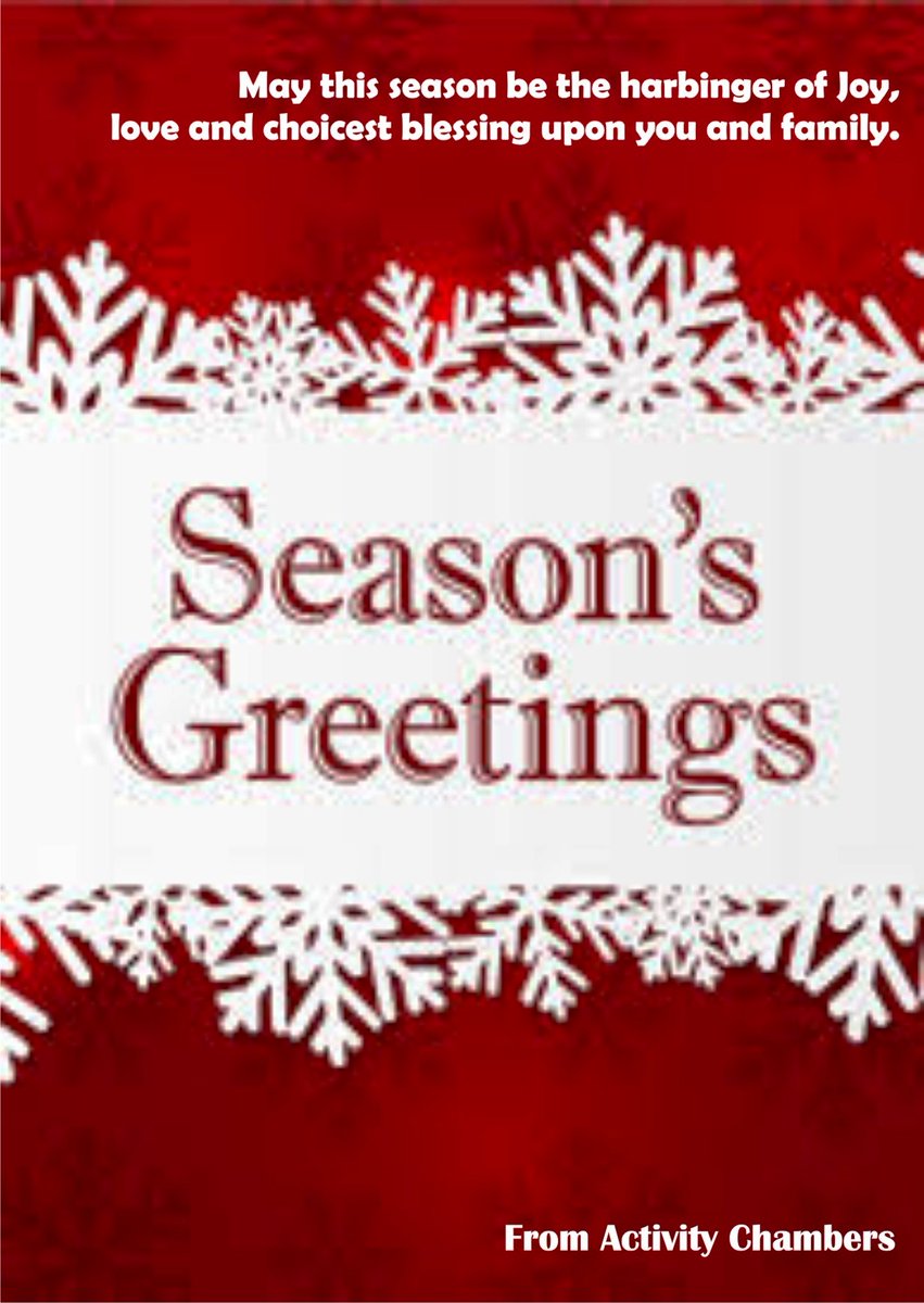 ActivityChamber's tweet image. Season greetings to you all out there.

To all our partners and colleagues we love you.