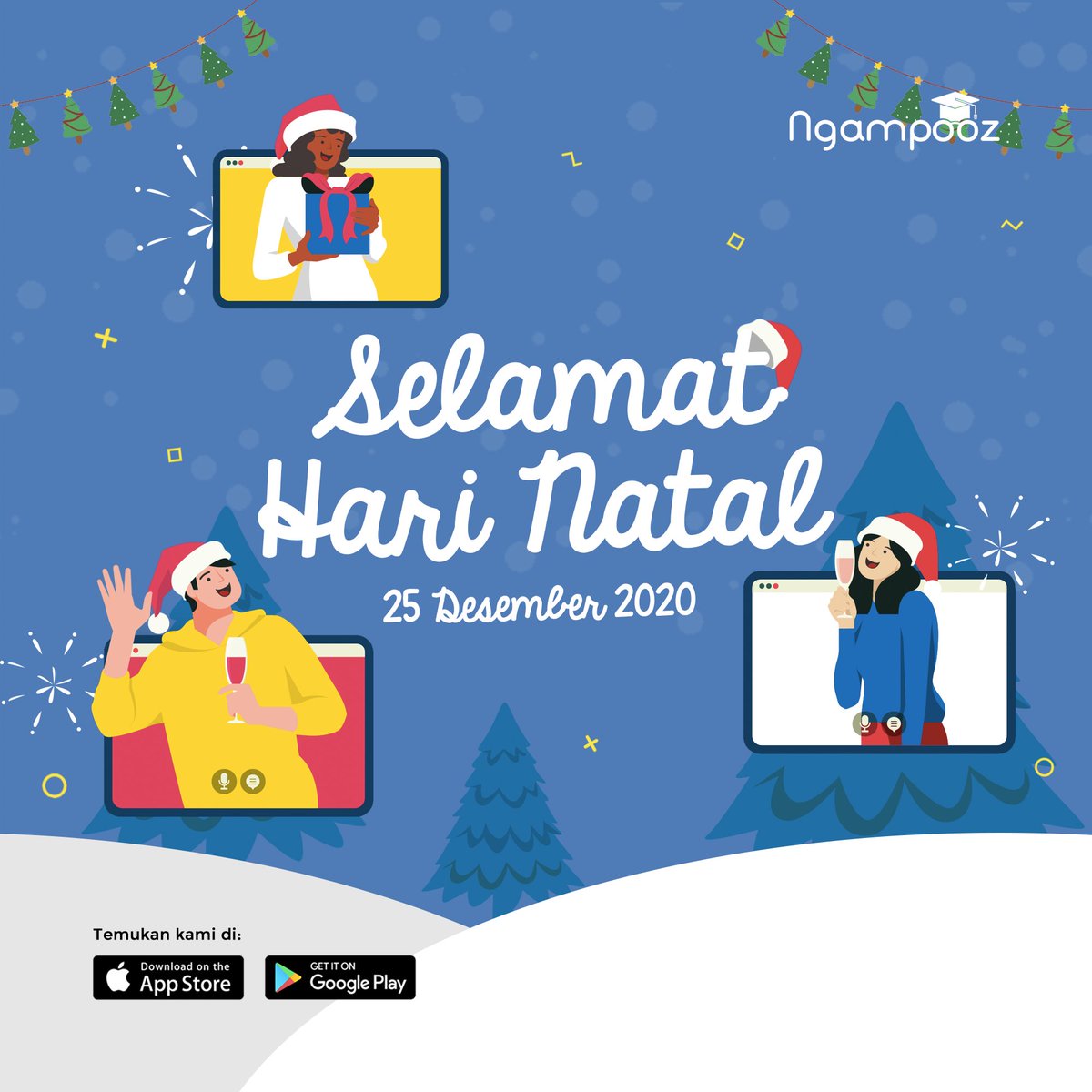 ngampooz's tweet photo. ���🏻Hoo..Hoo..Selamat Hari Natal, Sobat Ngampooz!

Selamat merayakan dengan orang tersayang❤. Semoga dengan tetap mematuhi protokol kesehatan yang ada, Natal tahun ini dapat membawa kedamaian, cinta, dan kegembiaraan bersama keluarga di rumah✨

#Ngampooz #SelamatHariNatal https://t.co/qWB4h5joBD
