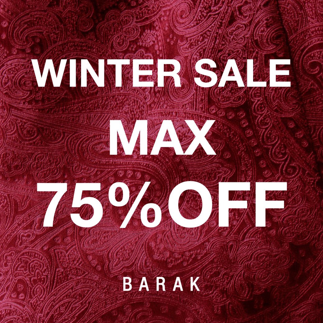 BARAK_OFFICIAL's tweet photo. ▲▼BARAK WINTER SALE▼▲

遂に始まりました👏👏
【MAX75%OFF】

さらに！！
3日間PAL CLOSET限定
2BUY10%OFF

クーポンコード
【barak201225】入力してね🙏

SALEITEMはさらにお得に‼️‼️
除外ITEMもお安くGET出来ちゃう✨✨

↓↓↓CHECK↓↓↓
https://t.co/eTTHo3yQ90 https://t.co/6gEDHXDRV2