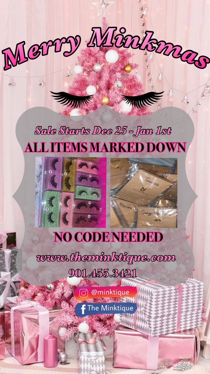 minktique's tweet photo. Christmas Sale🎄🥳 #shopsmall #MerryChristmas #BlackOwnedBusiness #BlackGirlMagic #minklashes #minksale #lashsale #girlboss #SupportSmallBusinesses #SupportBlackBusinesses #beauty #ChristmasEve2020 https://t.co/aeCtHthkAu