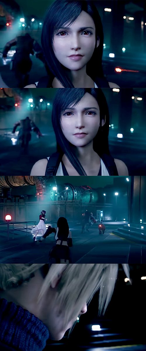 In OG, when Cloud tells the group to take off first, Aerith stops & mentions Cloud & Tifa volunteers to stay back for him. In FF7R, Tifa lingers behind when Cloud tells them to leave, giving him an unreadable look & the two share a little moment before she seemingly leaves