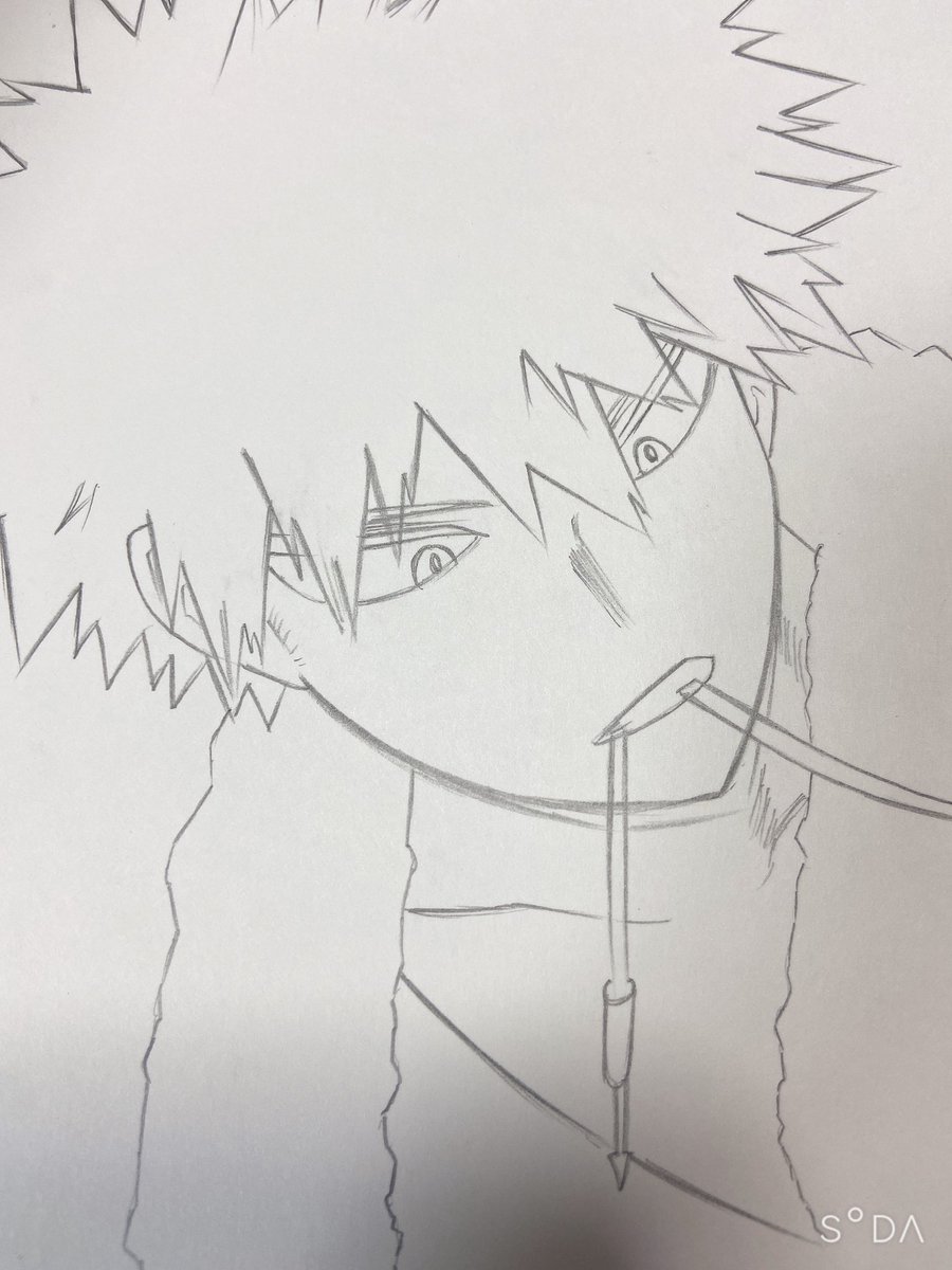 爆豪単体で描くの久しぶりだけどあんまり上手く描けない 