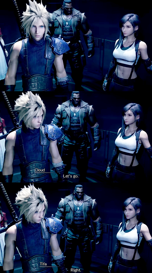New to FF7R, Red asks whether C & T will be okay fighting Rufus by themselves & Barret reassures that they'll be fine, where he was about to expand on CT by saying, "Besides-" before getting interrupted. Maybe a throwback to Barret 3rd wheeling CT in a prior elevator moment 