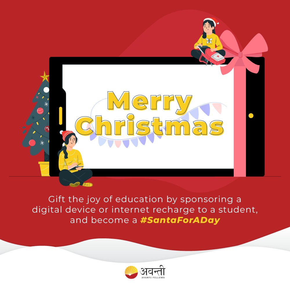 AvantiFellows's tweet photo. We wish you all a very merry #Christmas! Although the year has been difficult, may this celebration bring you good cheer.
Weβd love for you to be a #SantaForADay and help sponsor a digital device or an internet recharge.
To #donate, visit: https://t.co/1bGVM6VSZG
#Avanti https://t.co/PnSSNwgwMU