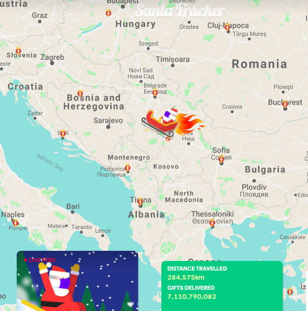 LionKosovo's tweet image. #google #googlesantatracker showing the moment #SantaClaus #Santa being shot down over #Serbia by #Aleksa #djuric