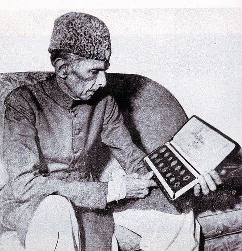 Some unseen pictures of our founding father Quaid-e-Azam examining the first set of coins for Pakistan.