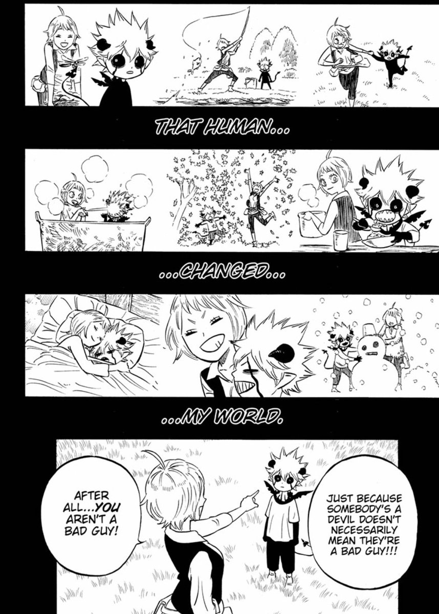 2. LiebeLiebe is so well flesh out. A nobody devil raised by human mother that treated him like a son but was sadly kill by Lucifero. This gives him his own personal motives make him feel like a person. Also like him and Asta are basically brothers in way