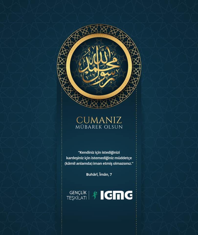 Cumanız Hayırlara Vesile Olsun: 🕌 “Kendiniz için istediğinizi kardeşiniz için istemediğiniz müddetçe (kâmil anlamda) iman etmiş olmazsınız.” (Buhârî, Îmân, 7)

#aifgenclik #igmggenclik #igmg #Genclik #Cuma #HayirliCumalar