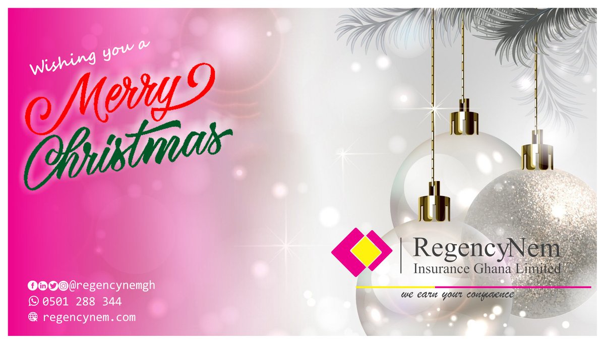 RegencyNemGh's tweet photo. The Management and Staff of RegencyNem Insurance wish you a Merry Christmas.

#merrychristmas 
#RegencyNem 
#insurance 
#WeEarnYourConfidence https://t.co/3yd5z5WWKQ