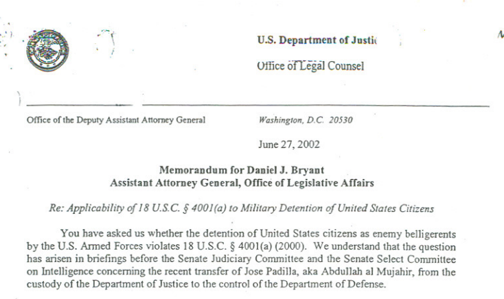 613POTUS detain enemy combatants including U.S. Citizens https://intelligence.senate.gov/sites/default/files/hearings/ciasuseofjournal00unit.pdfC_A in journalism/clergyPg 5 - 17 against policy for any journalist that "cooperates with the CIA." https://web.archive.org/web/20170315091557/http://www.endusmilitarism.org/PDF/military_detention_of_US_citizens_and_18_USC_4001a.pdf