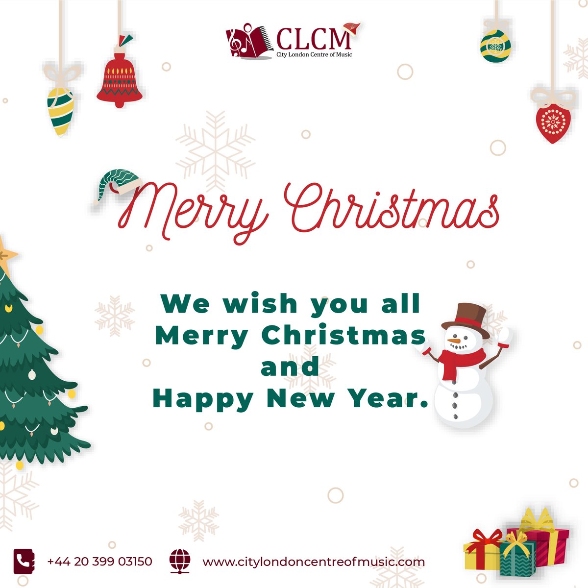 CLCMUK's tweet photo. We are working tirelessly to enhance your experience for the new term.

We wish you all Merry Christmas and Happy New Year.

CLCM Team

#CLCM #CityLondonCentreOfMusic #MerryChristmas #HappyHoliday #london #uk #NewYear #music #StayHomeStaySafe #musicteacher https://t.co/FYzChsaAa1