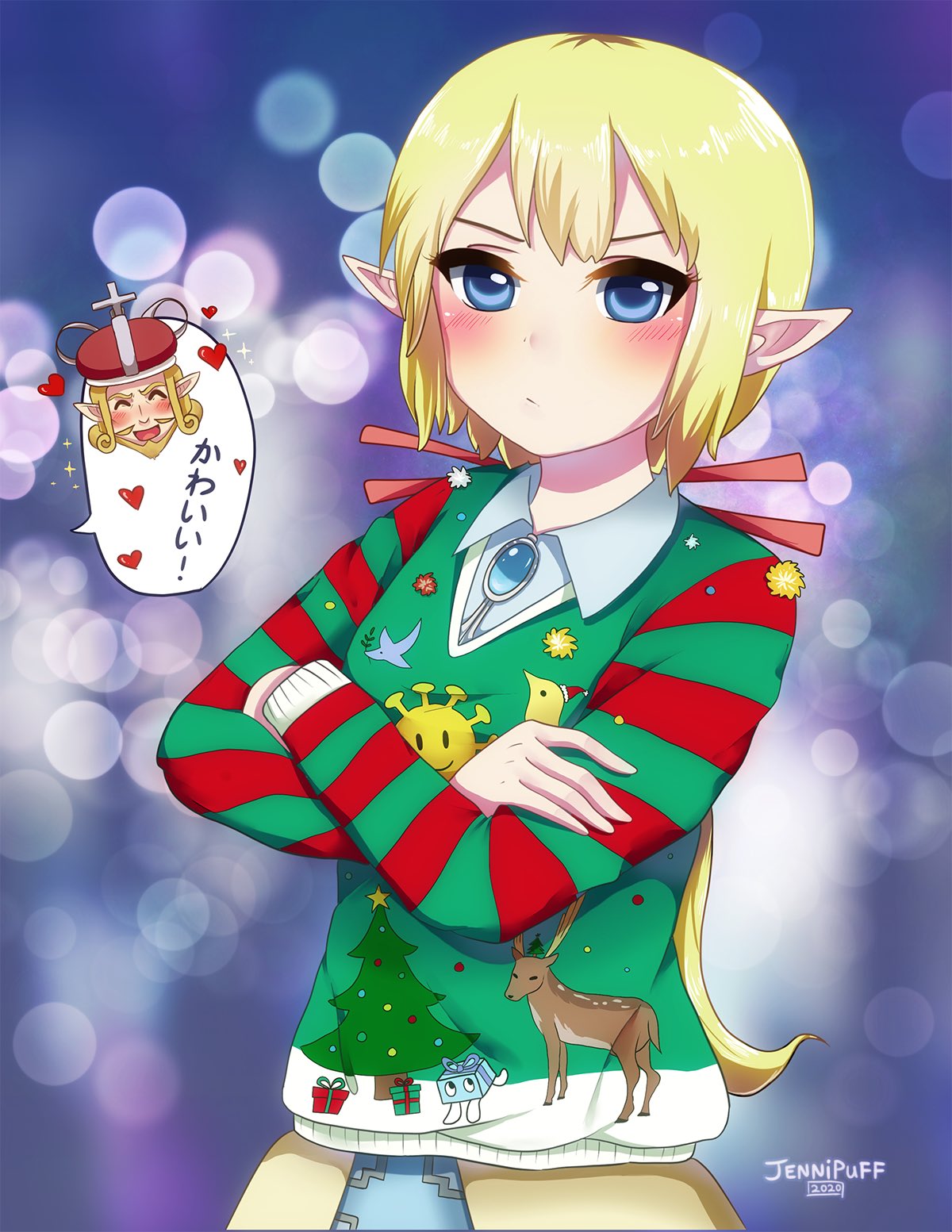 Jennipuff Anime Magic 259 on X Merry Christmas Starla s dad King Albert gave her an ugly Nichijou Christmas sweater and she put it on. She hates it but he thinks she s
