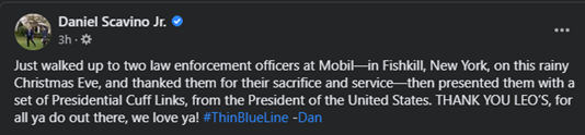 TS 7:57Tonight,  @DanScavino thanked some LEOs & gave them a set of Presidential cuffs. So sweet. He's right tho,  #BackTheBlue There appears to be a lot of big name connections to Fishkill, NY (Dutchess Co.) such as John Jacob Astor IV (Titanic) & Vanderbilt (oh, A.Cooper?)