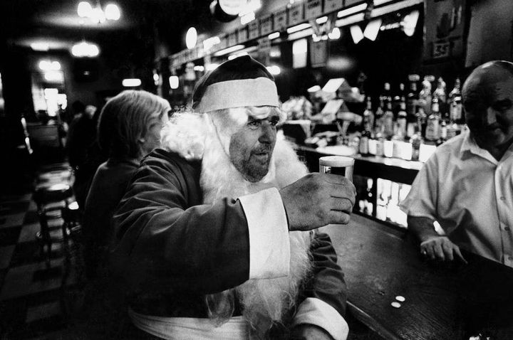 multoken's tweet image. Bruce Gilden, "Santa drinking", New York, 1968