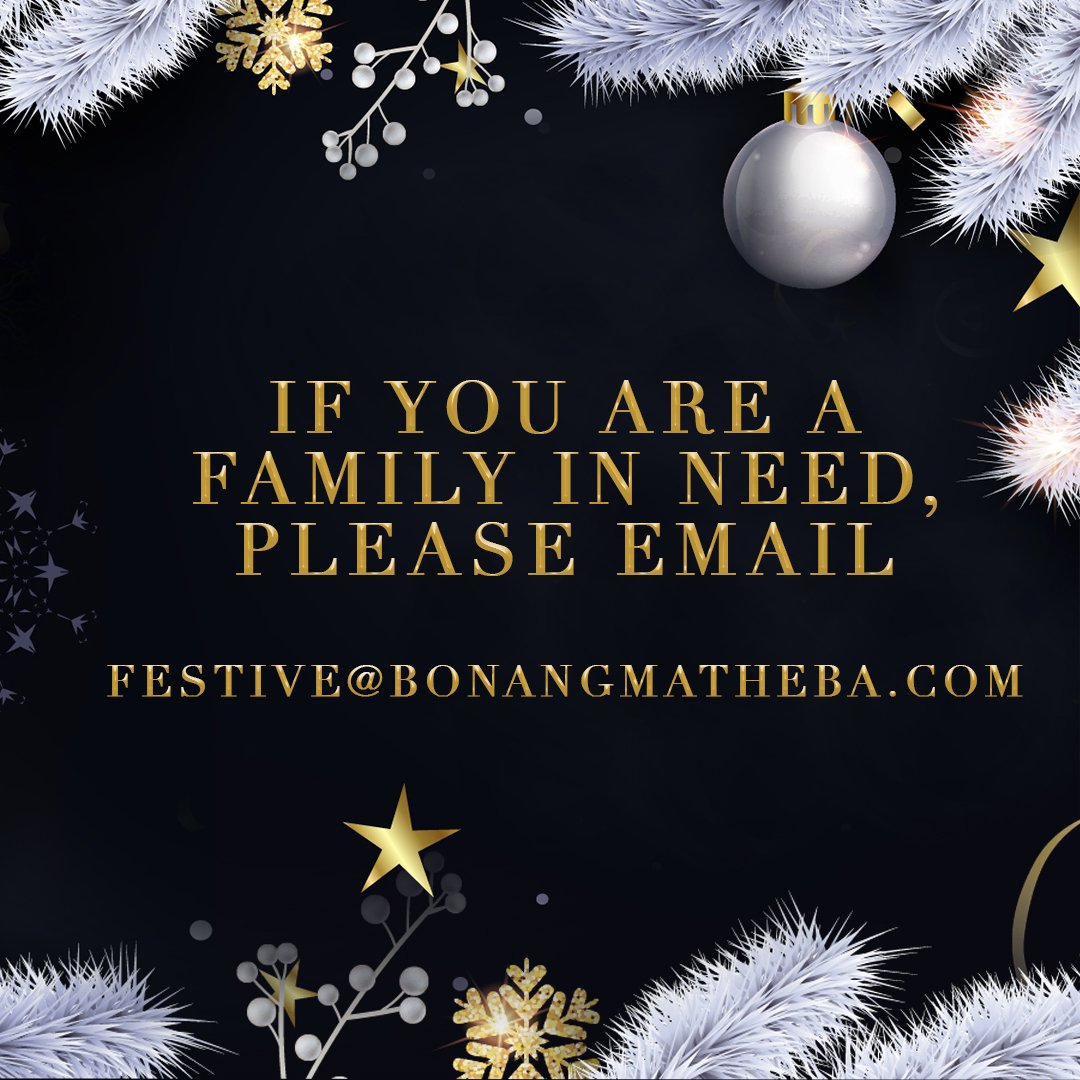 Bonang's tweet photo. ...Would love to assist 100 families this festive season with grocery vouchers... please send me an email with all their details.. Thank you! ❤ https://t.co/te6RBjhwIh