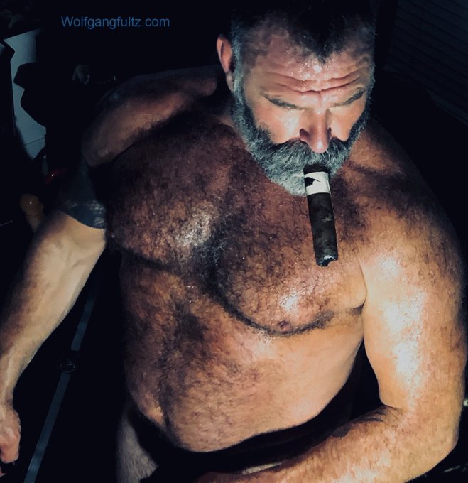 Jump in my sling for the mustache ride of your lifetime? Woof! #cigardad #leatherdaddy #master #sling