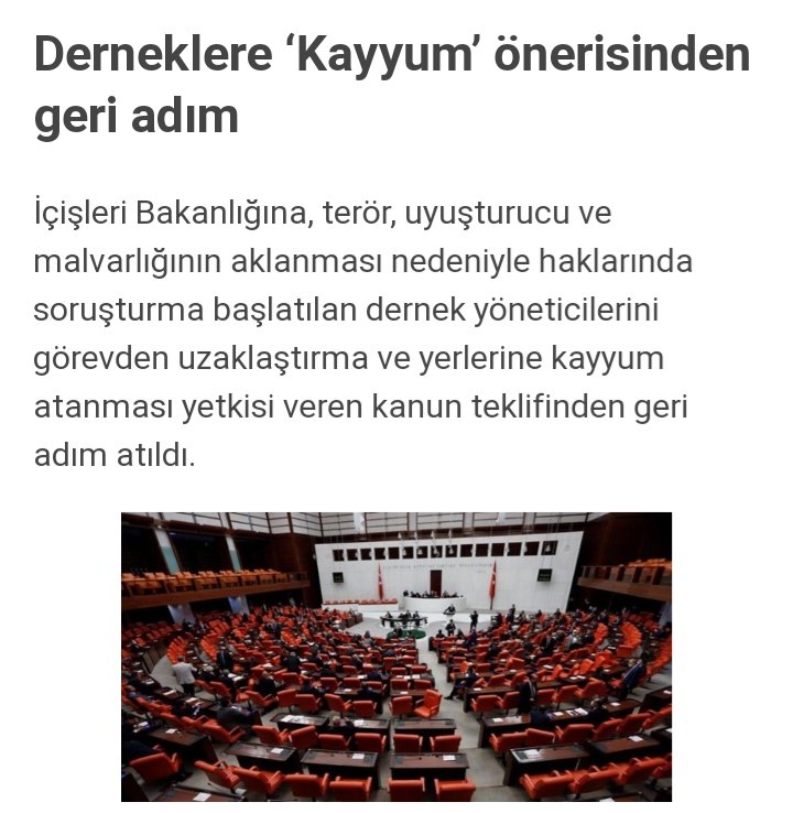 Şirazesinden çıkan bir cemaati yola getirmek için iyi bir fırsat olan "derneklere kayyum" önerisi tekliften çıkarıldı. Fütursuzca at koşturmaya bir müddet daha devam edecekler.