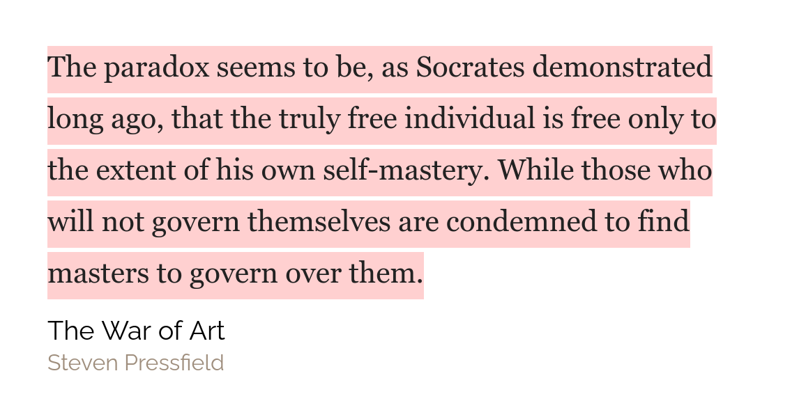AvinashMeetoo's tweet photo. "As Socrates demonstrated long ago, that the truly free individual is free only to the extent of his own self-mastery. While those who will not govern themselves are condemned to find masters to govern over them." https://t.co/auiWsd10oZ