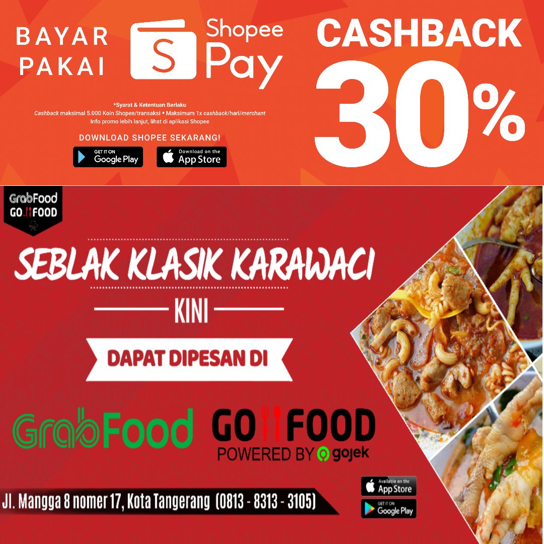 MeronShop's tweet photo. @BerburuSale Cobain nih SEBLAK KLASIK KARAWACI buat yg di dom Tangerang. Bisa CB shopeepay juga loh

https://t.co/IE46tDfzpK https://t.co/J0yqYNM8S0