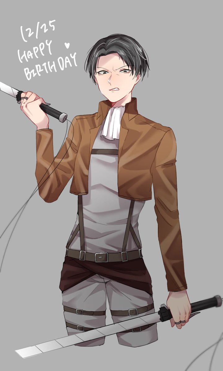 豆豆丸 100日間100枚イラストチャレンジ 40日め 進撃の巨人よりリヴァイ兵長 おたおめイラストのはずなのに表情が険しすぎる笑 リヴァイ生誕祭