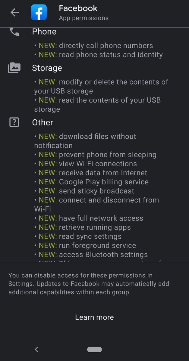 doktermarket's tweet image. Dengan meminta ijin sebanyak ini, Facebook lebih pantas dianggap spyware berbungkus media sosial. Aplikasi medsos lainnya tidak ada yg meminta ijin sebanyak ini.