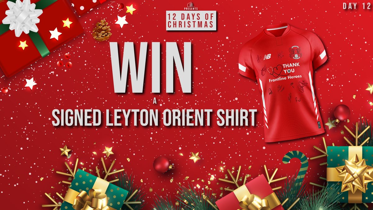 🎄🎁#HomeAndOway 12 DAYS OF CHRISTMAS 🎁🎄 

🎅 DAY 12🎅

🔴We have a signed <a href="/leytonorientfc/">Leyton Orient FC</a> 20/21 home shirt up for grabs!

⚪️To enter simply follow <a href="/HomeAndOway/">Home And Oway</a>, retweet and like this tweet. 

Winner announced 6pm today. 

Good luck!

#lofc