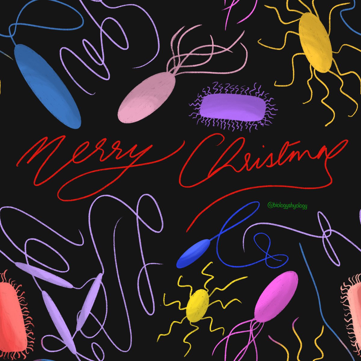 All the bacteria wish you a Merry Christmas! 

@IAmSciArt #scienceart