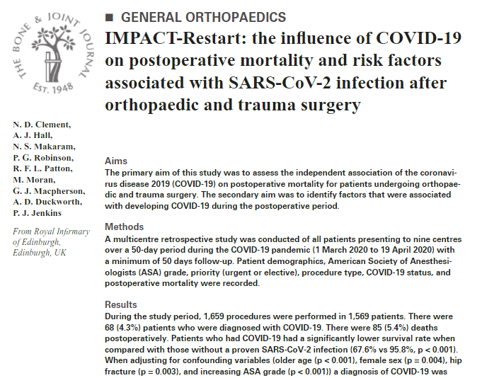 BoneJointJ's tweet photo. 🎄 #12DaysofOrtho🎄
On the 1st day of Ortho BJJ gave to me one IMPACT-Restart paper.
Check it out for #FREE: https://t.co/ZByh2Z2OC8
@andrewhallortho @MakOrtho @RobinsonOrth @gjmacpherson @DuckworthOrthEd @pjjenkins80 #orthotwitter #FREEACCESS #trauma https://t.co/1YBejVbxu8