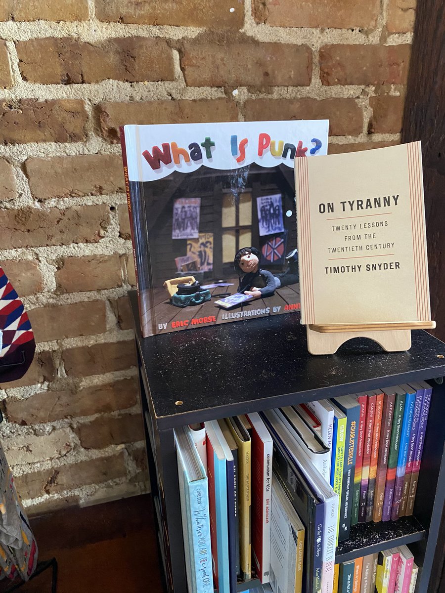 FlyingWithSara's tweet photo. Merry Christmas! 🎄Very cool to go shopping at a local bookstore and the first thing you see is your friend’s children’s book #WhatIsPunk (good for adults too)! Thanks for the thrill @elmorse! https://t.co/oJd0yZIyVM