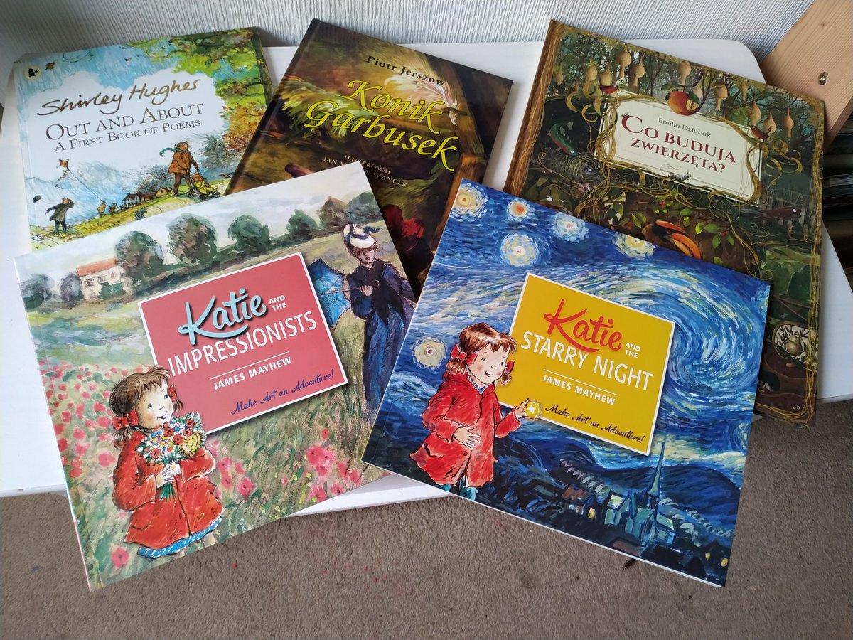 MucMagda's tweet photo. Beautifully illustrated Christmas additions to my girls' library. @mrjamesmayhew @ShirleyHughes_ @EmiliaDziubak and a wonderful russian story about the humpbacked horse illustrated by #JanMarcinSzancer   because art matters <3 https://t.co/oZE9s2p7Gp