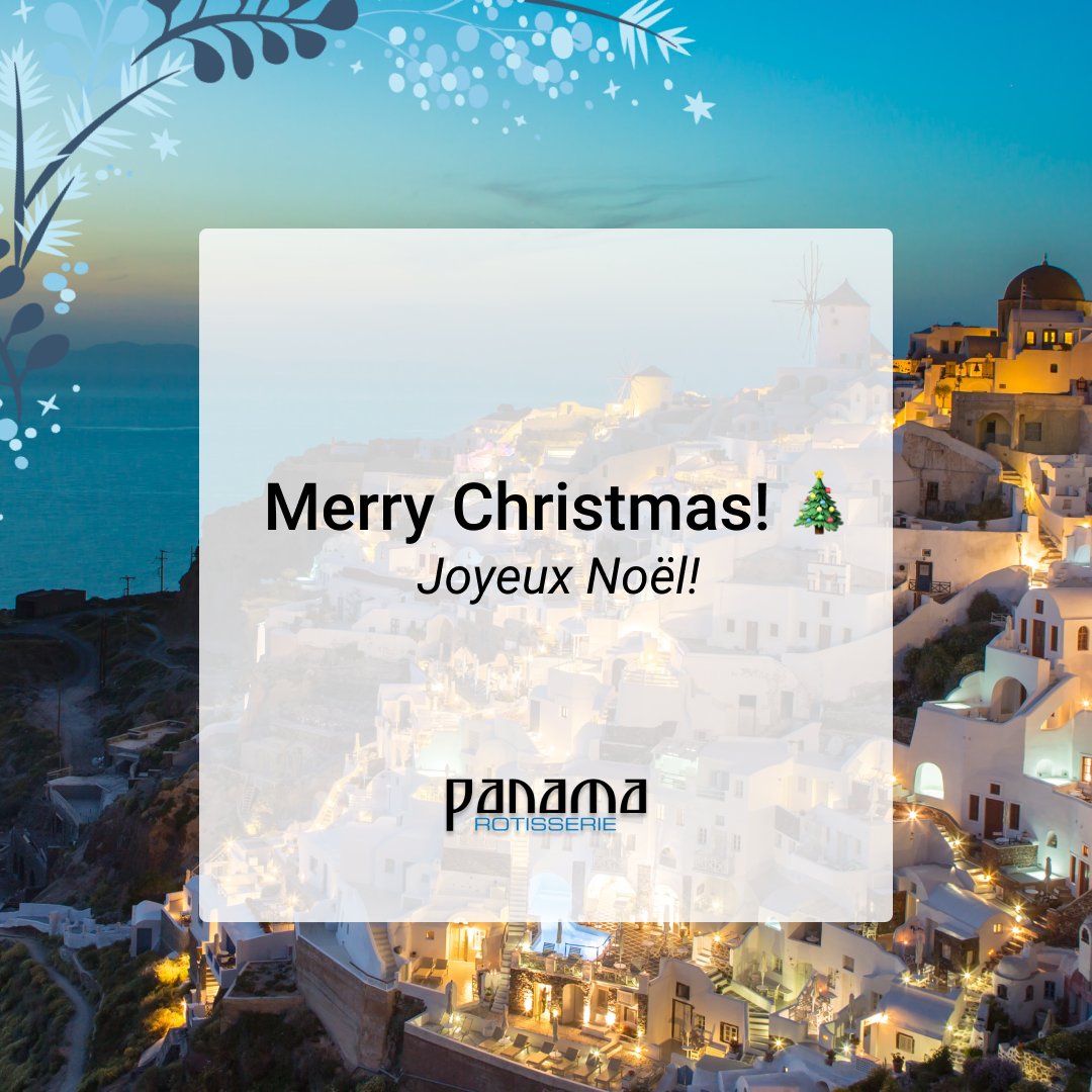 panamaresto's tweet photo. From everyone at Panama, we wish you a Merry Christmas 🎄

Or like we say: kalá Christoúgenna 🇬🇷 

---
De toute l'équipe Panama, nous vous souhaitons un joyeux Noël! 🎄

Ou comme on dit en grec: kalá Christoúgenna 🇬🇷 

#PanamaRotisserie #HappyHolidays #MerryChristmas #JoyeuxNoel https://t.co/KJL1YVm3fL