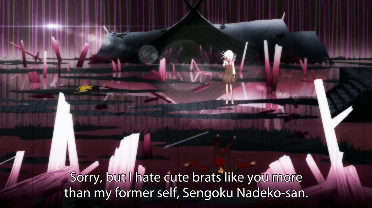 Towards the end of the arc, Senjo and Nadeko have a conversation as Nadeko remarks that they could have been friends in another life, but Senjo states that it couldnt have happened as Nadeko is the exact type if person she hates
