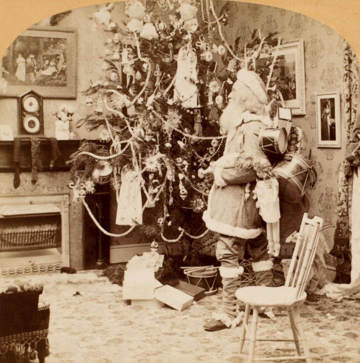 The stories of St. Nicholas (Sinter Klaas in Holland) came via Dutch settlers to America in the 17th Century. From the 1870’s Sinter Klass became known in Britain as Santa Claus and with him came his unique gift and toy distribution system – reindeer and sleigh.