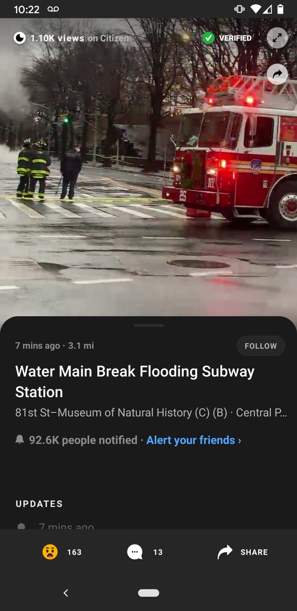 mpastko's tweet photo. Firefighters responding to a flooding #NYC subway station under the Museum of Natural History on #Christmas Day. Quite the sign of underfunded public infrastructure and transportation in the age of #climatechange. Also a sign it's #still2020 for another week... https://t.co/ymsU0LmPKk