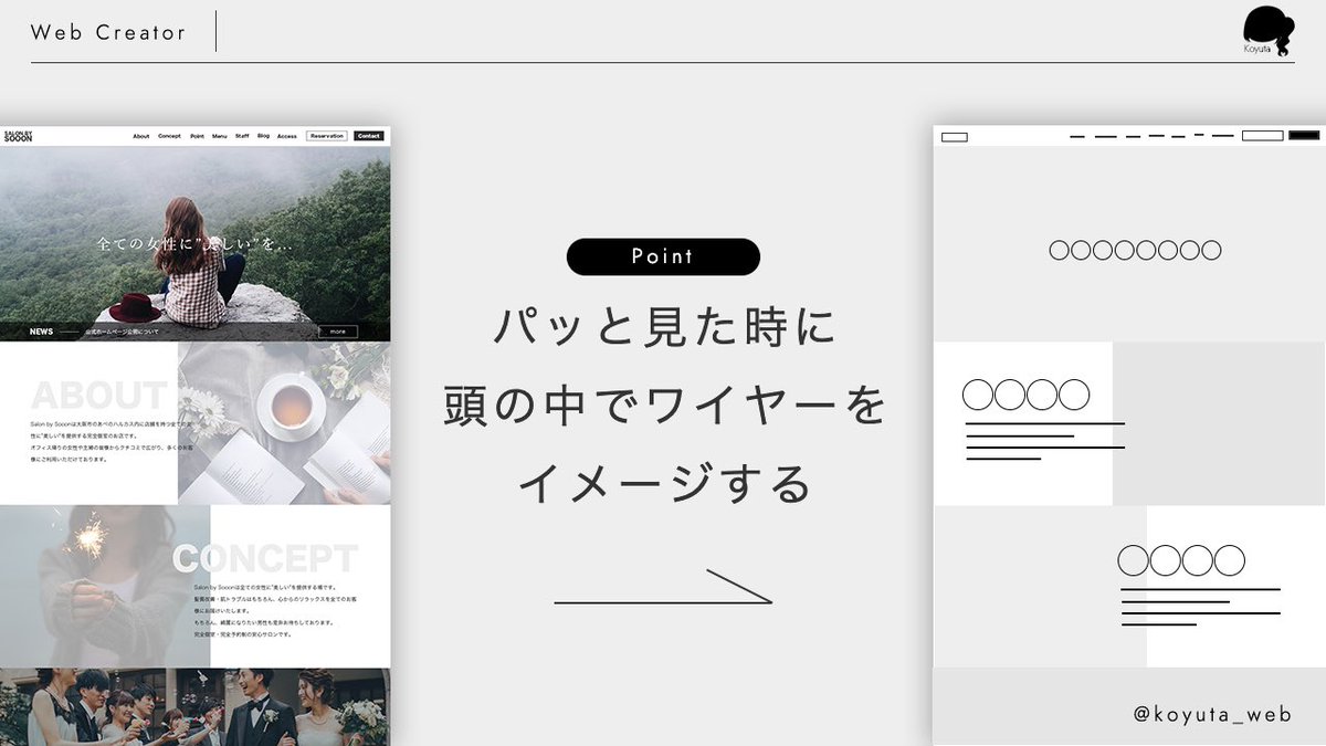 koyuta_web's tweet image. 【Webデザインを作成するコツ】

Webデザイナーはホームページに表示されて、初めてあなたの実績になります。cssなども意識して作成するのがコツです！