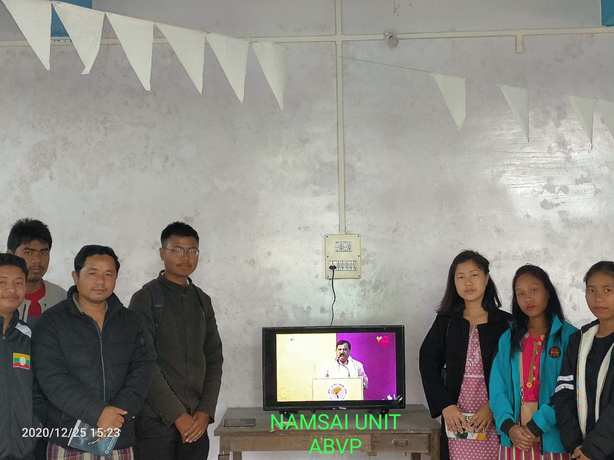 ABVPVoice's tweet image. Karyakartas of ABVP in Arunachal Pradesh’s Itanagar, Seppa, Pasighat and Doimukh units watching the inaugural session of #66thABVPConf underway in Nagpur.
