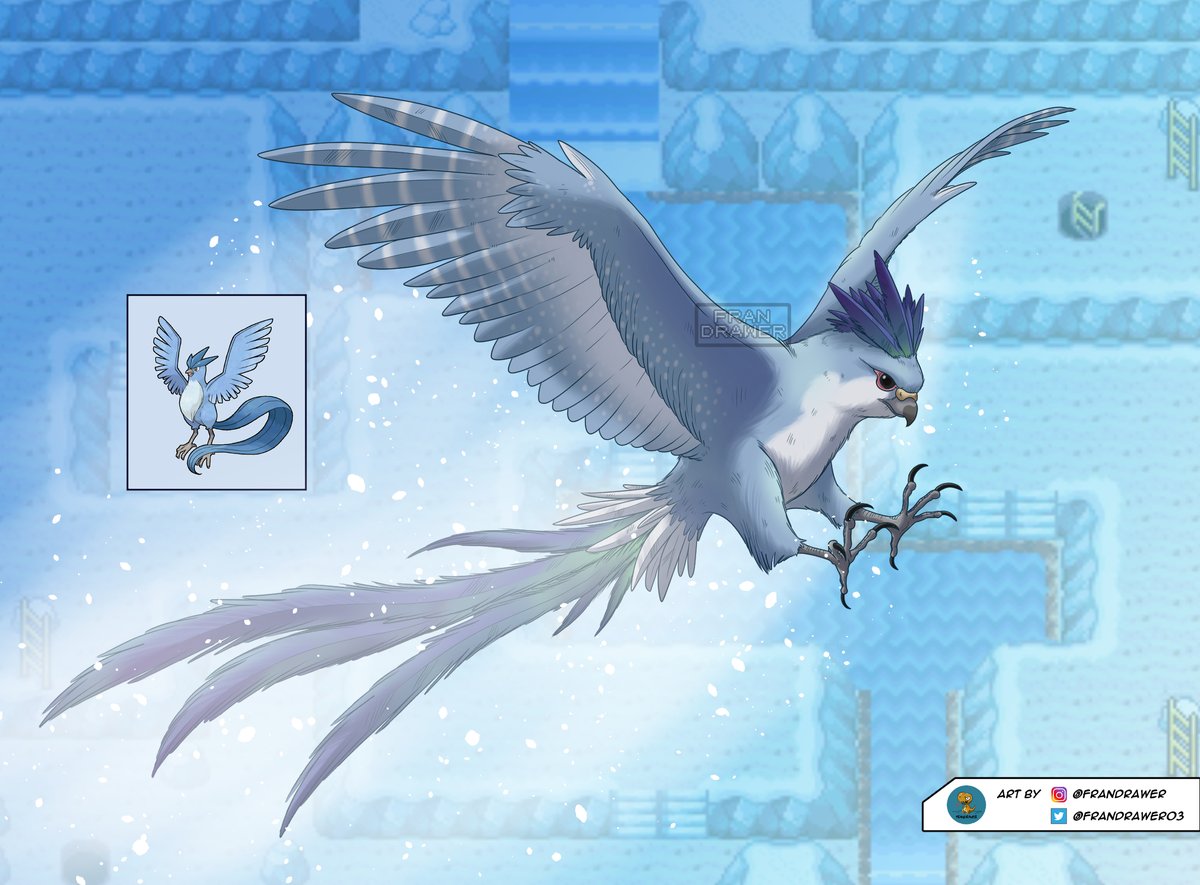 Semi-realistic Articuno, the legendary bird, wishes you a Merry Christmas! # pokemon #PokemonEspadaEscudo #PokemonSwordShield #pokemonGO #NintendoSwitch  #Nintendo #Christmas2020, image size:1200x885